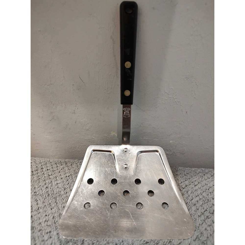 Vtg MCM Made In USA Ekco Black Handle Flipper Lifter Stainless Steel‎ Spatula